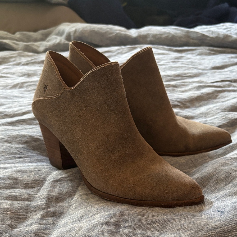 Frye Tan Suede Ankle Booties